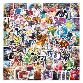 100PCS Super Smash Bros Cartoon Stickers - Fun and Colorful Set for Gamers