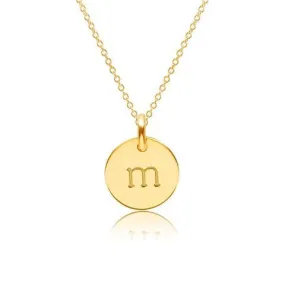 14k Gold Mini Initial Circle Necklace - Lowercase