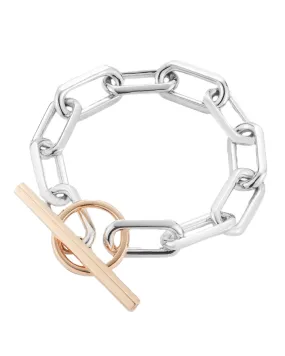 18k Rose Gold and Sterling Silver Jumbo Link Toggle Bracelet