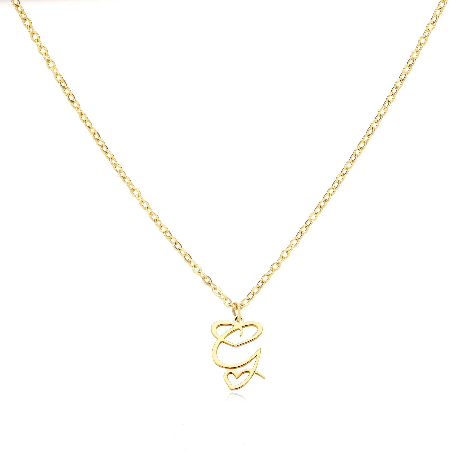 26 Letters Stainless Steel Necklace Female Creative Simple Love Letter Pendant Clavicle Chain