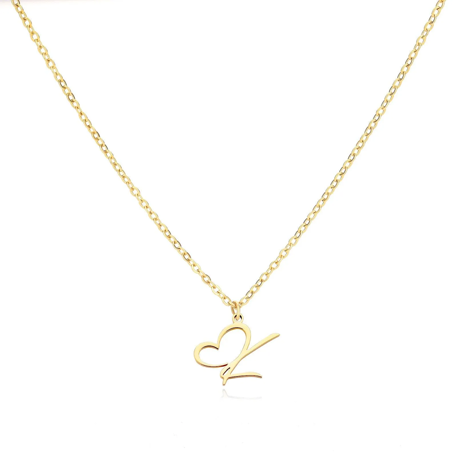 26 Letters Stainless Steel Necklace Female Creative Simple Love Letter Pendant Clavicle Chain