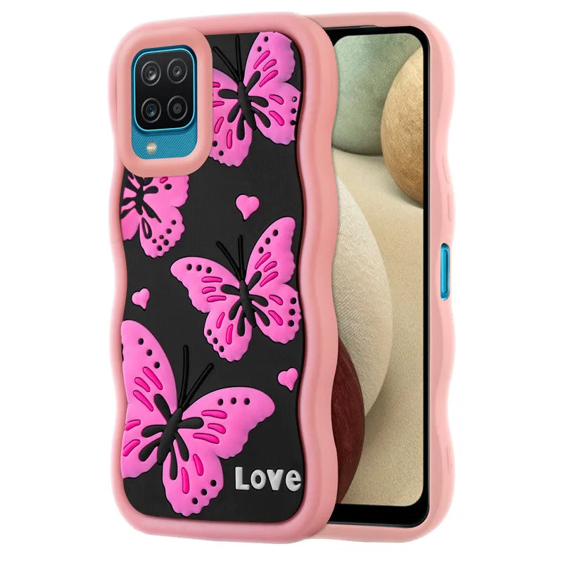 3D Silicone Soft Wave Edges Mobile Back Case For Samsung A12