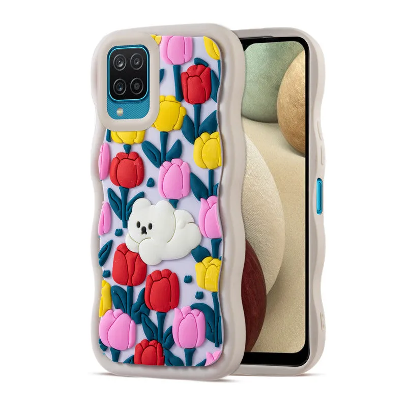 3D Silicone Soft Wave Edges Mobile Back Case For Samsung A12