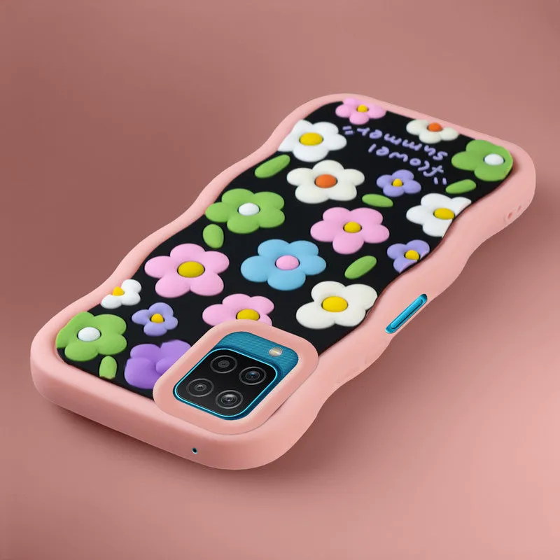 3D Silicone Soft Wave Edges Mobile Back Case For Samsung A12