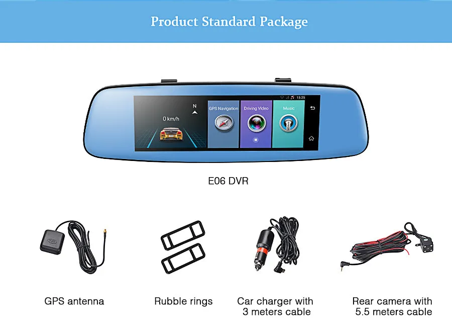 4G WIFI Car DVR 7.84" GPS Touch ADAS Car Camera Remote Monitor