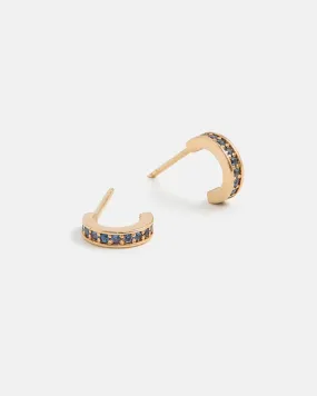 Abacus Pavé Hoops in Yellow Gold with Blue Spinels