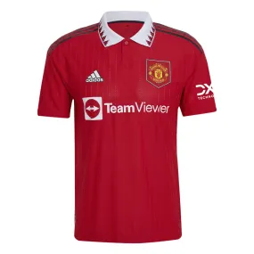 adidas Manchester United FC Official 2022/23 Short Sleeve Home Jersey - Adult - Real Red