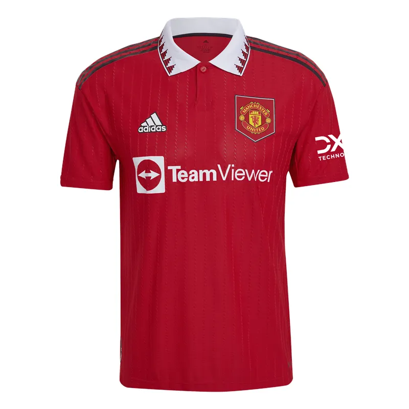 adidas Manchester United FC Official 2022/23 Short Sleeve Home Jersey - Adult - Real Red