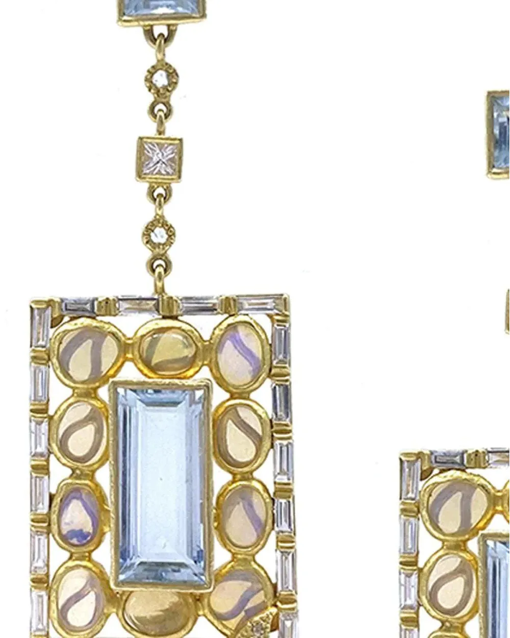 Affinity Aquamarine and Opal Drop Earrings