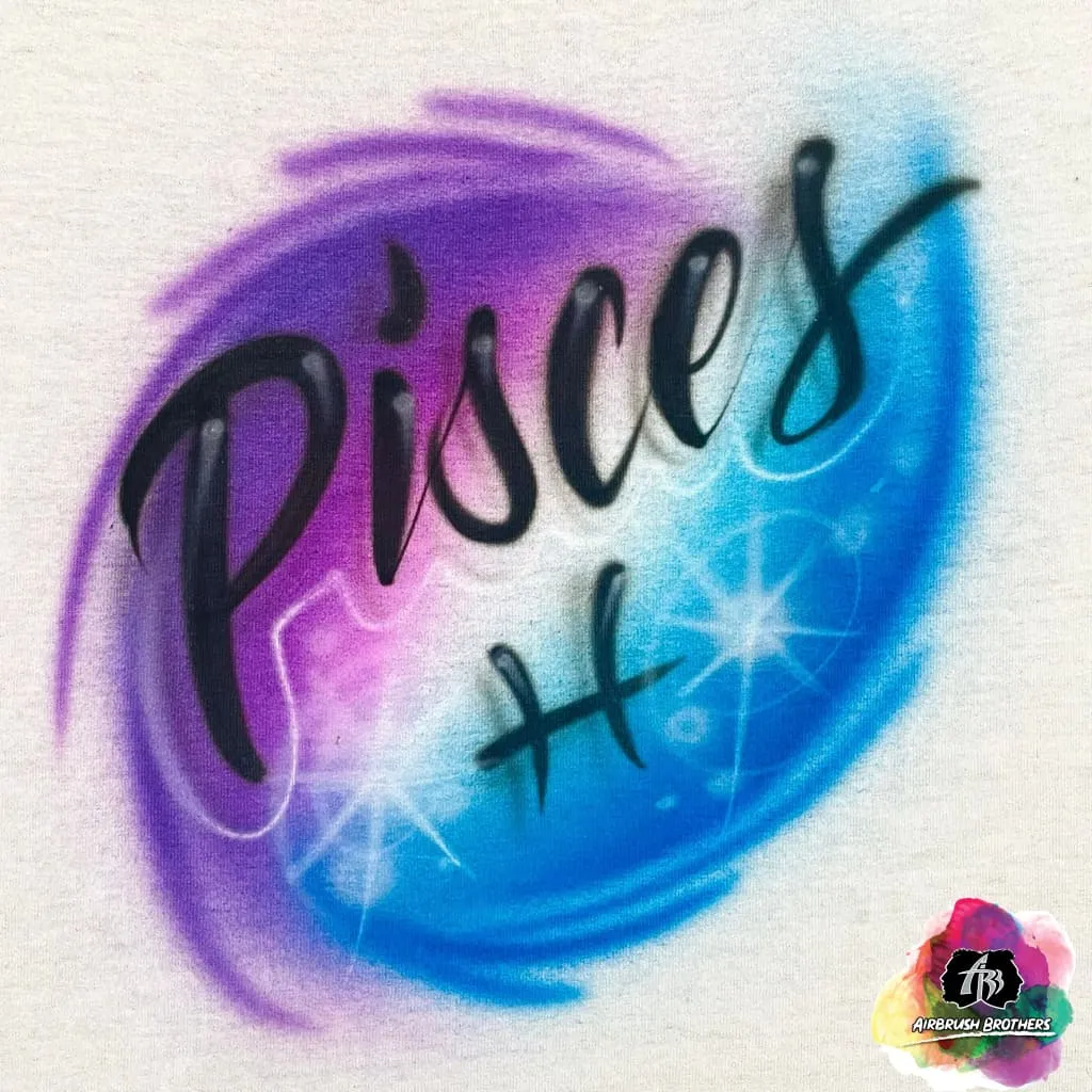 Airbrush Zodiac Pisces Shirt Design