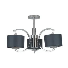 Arcadia Silver Metal Three Curved Arm Semi Flush Pendant