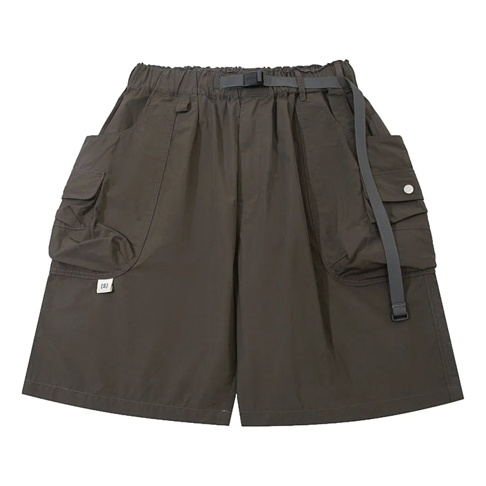 A[S]USL BELTED NYLON POCKET SHORTS-CHARCOAL