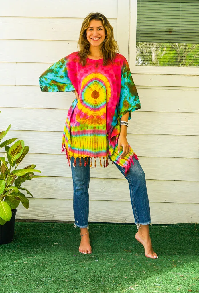 B4976- Hand Dyed Tunic Boho Kaftan Blouse Hippie Oversize Tops