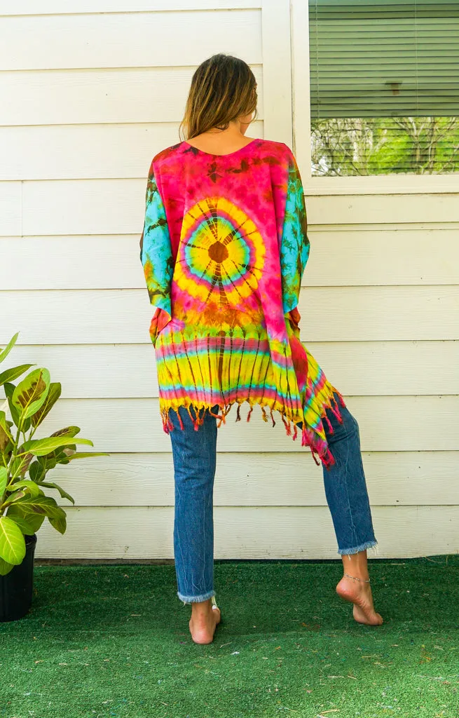 B4976- Hand Dyed Tunic Boho Kaftan Blouse Hippie Oversize Tops