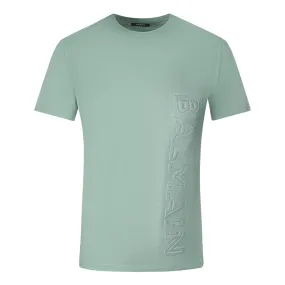 Balmain Brand Embossed Logo Green T-Shirt