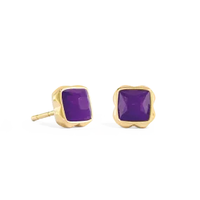 Birthstone February Earrings Sugilite Gold