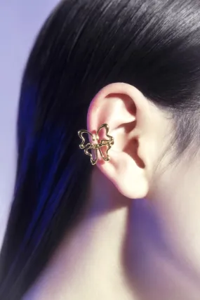 Butterfly earcuff huggie in gold