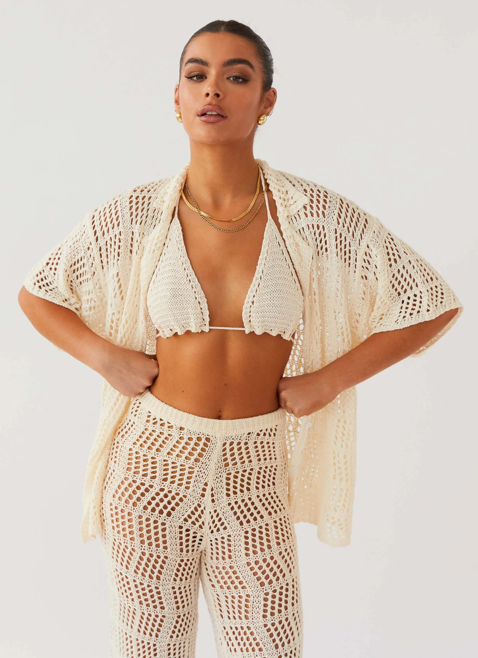 Cabo Paradise Crochet Shirt - Natural