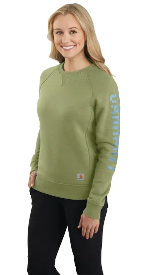 Carhartt Women's Crewneck Graphic Sweatshirt_Green Olive Heather