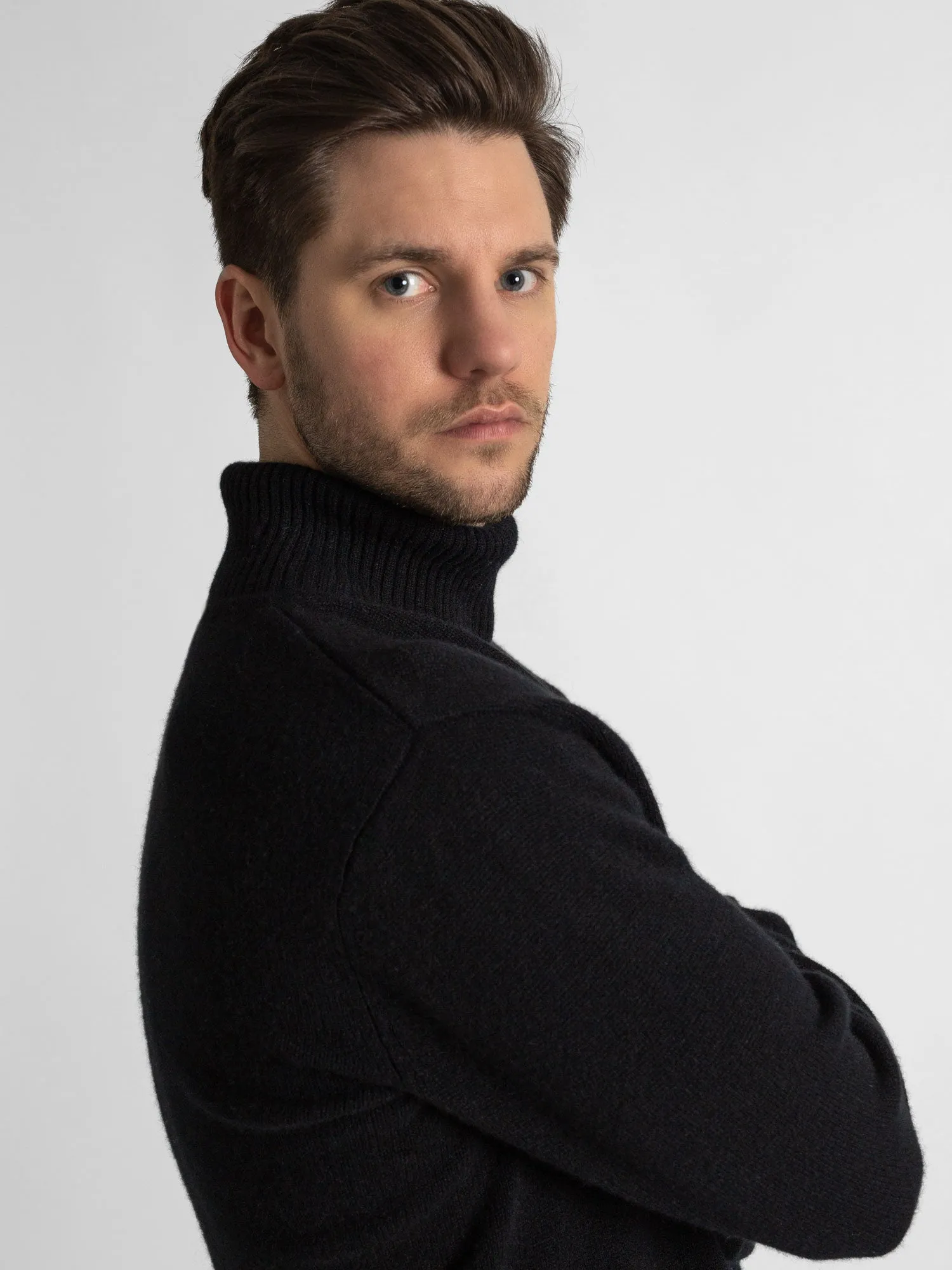 Cashmere sweater men "Frost polo" - black