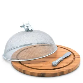 Cow Head 3 Piece Picnic Cheese Board / Spreader