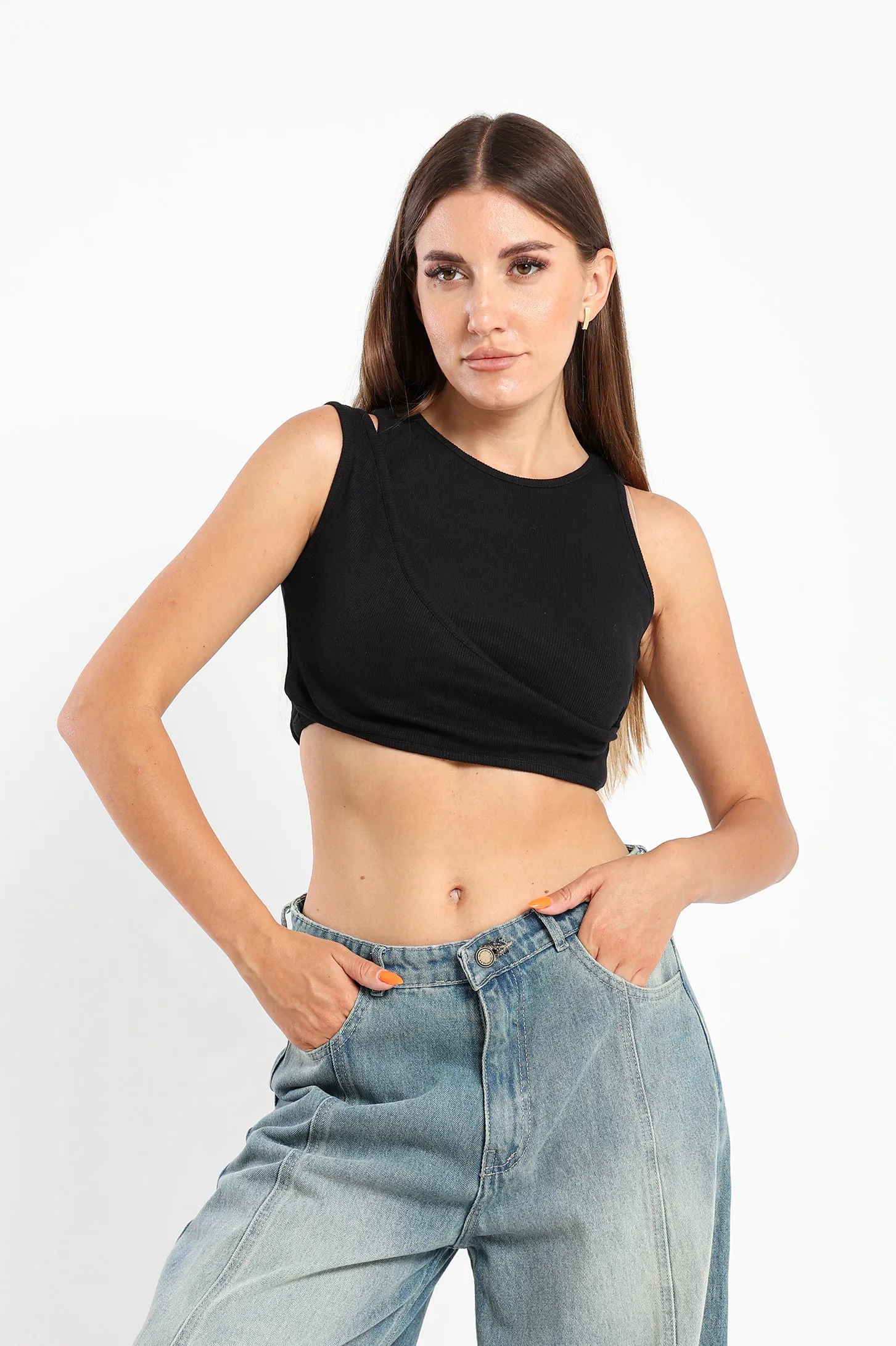 Crop Tank Top - Black