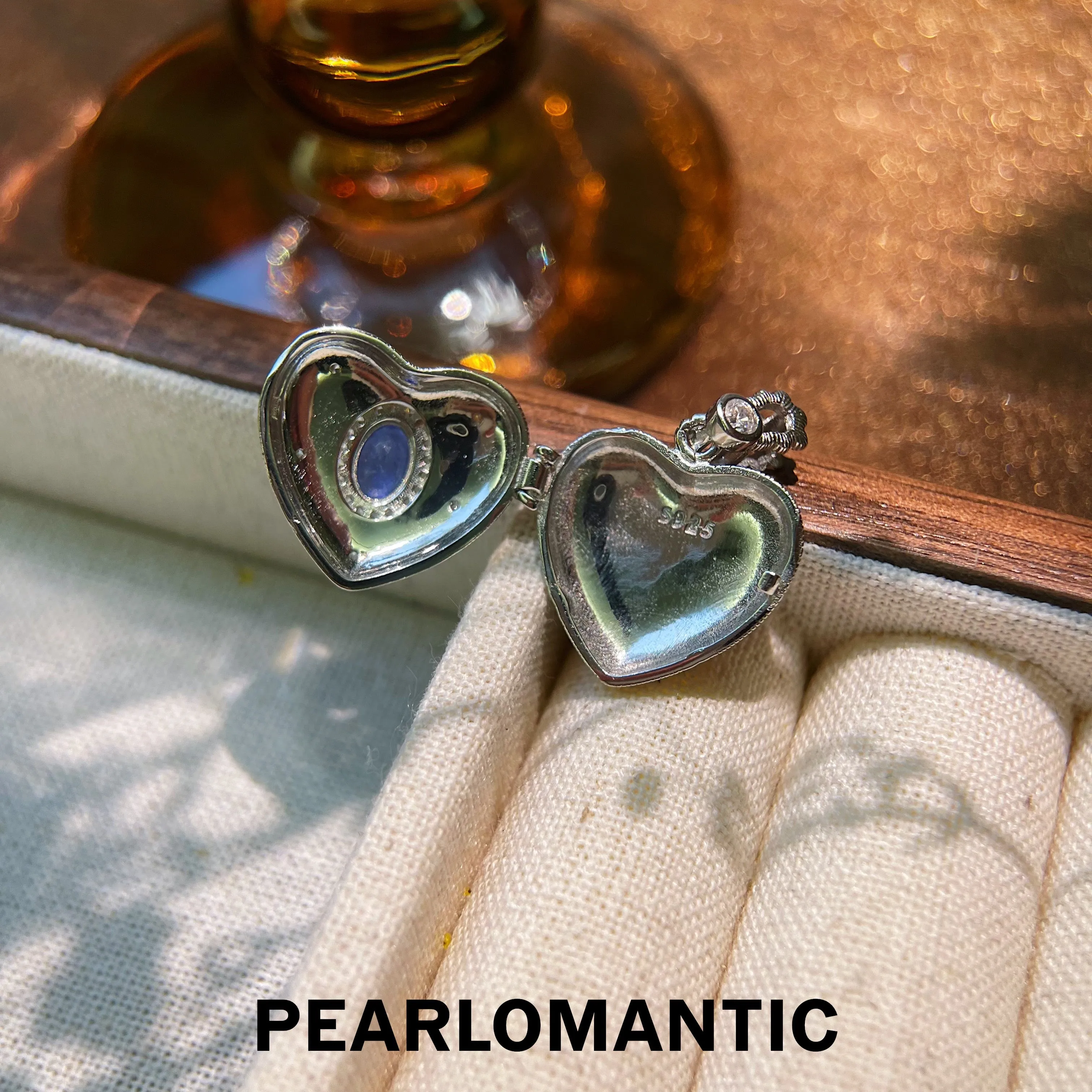 [Designer's Choice] S925 Silver Natural Sapphire Heart Locket Pedants