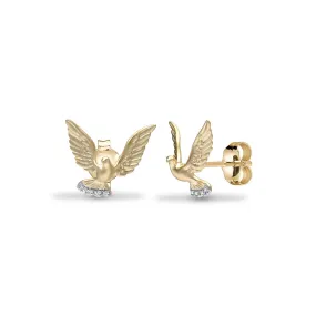 DIAMOND AMERICAN EAGLE STUD EARRINGS IN 9K YELLOW GOLD