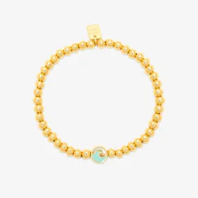 Enamel Wave Gold Bead Stretch Bracelet