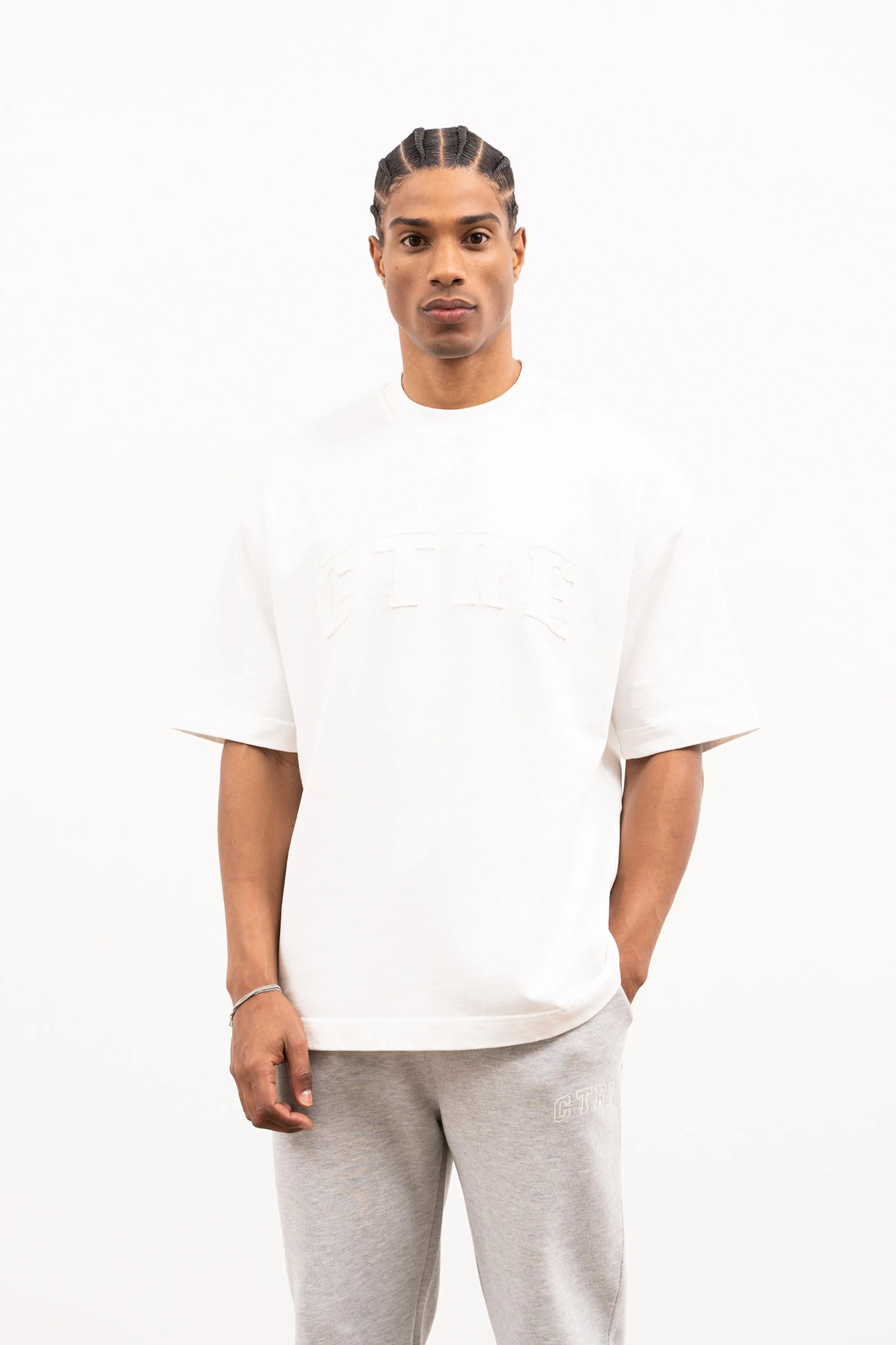 HEAVYWEIGHT CTRE APPLIQUE T-SHIRT - OFF WHITE