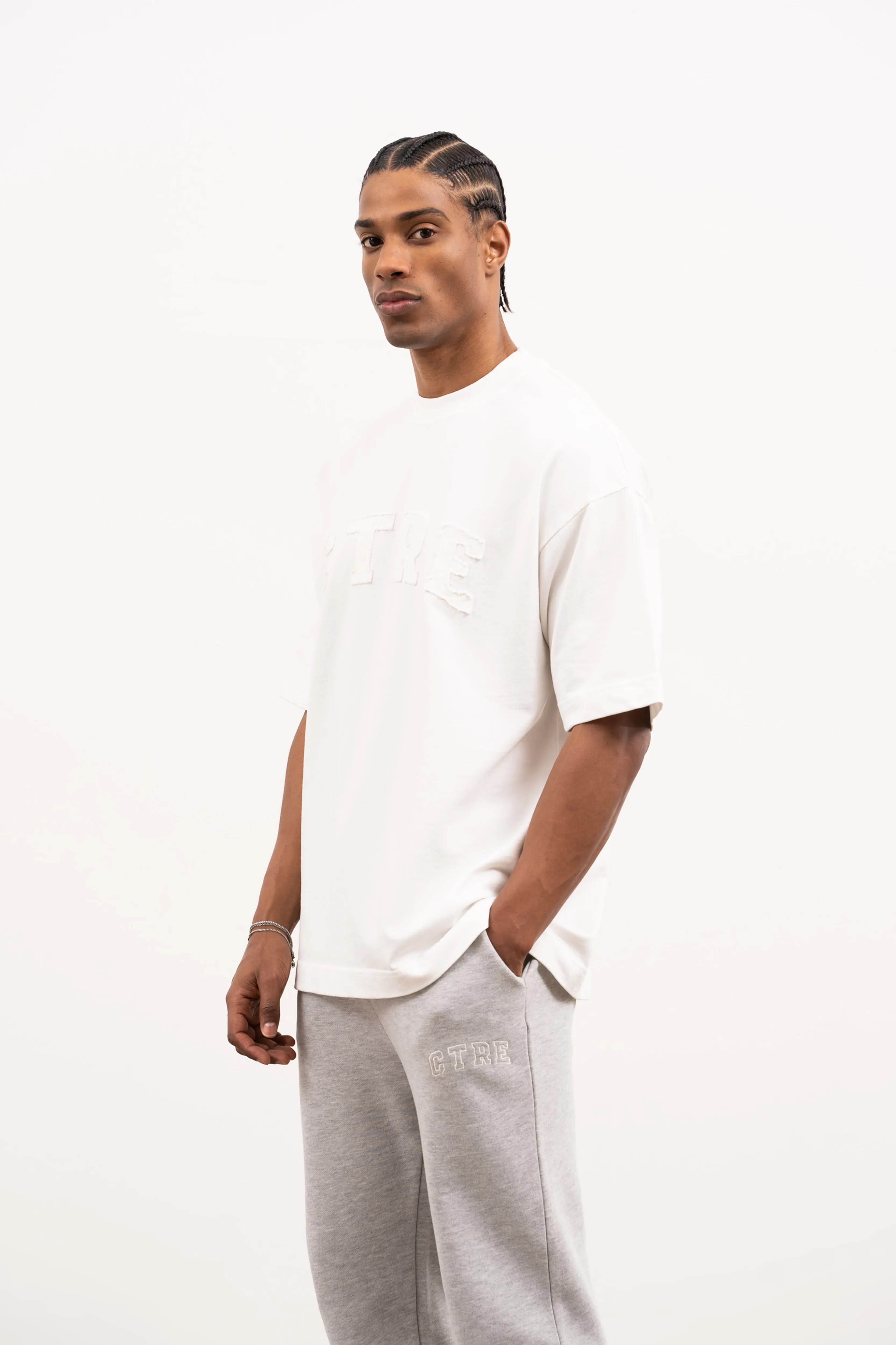 HEAVYWEIGHT CTRE APPLIQUE T-SHIRT - OFF WHITE