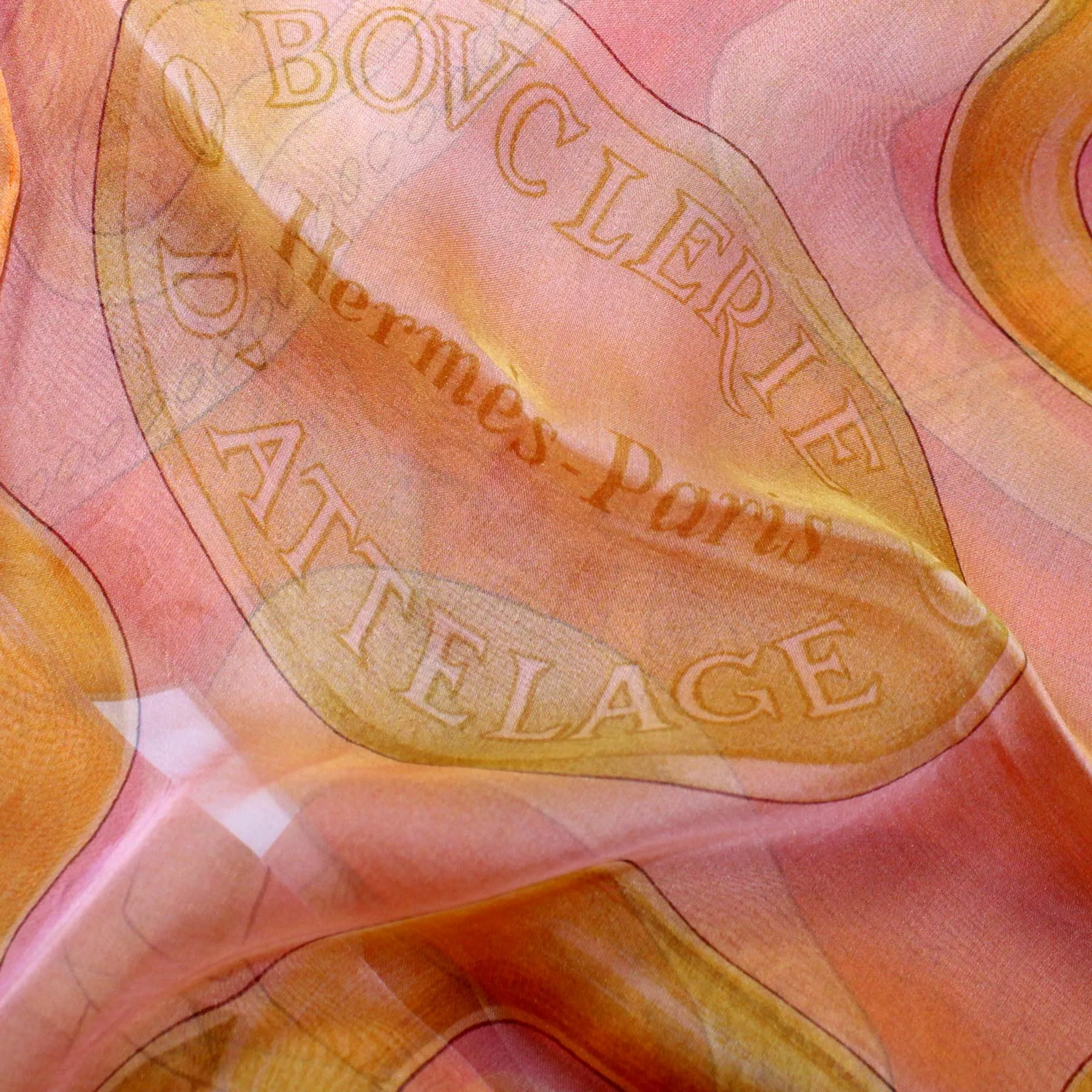 Hermes Scarf Apricot Orange Bouclerie D'Attelage - Extra Large Chiffon Silk Square Scarf