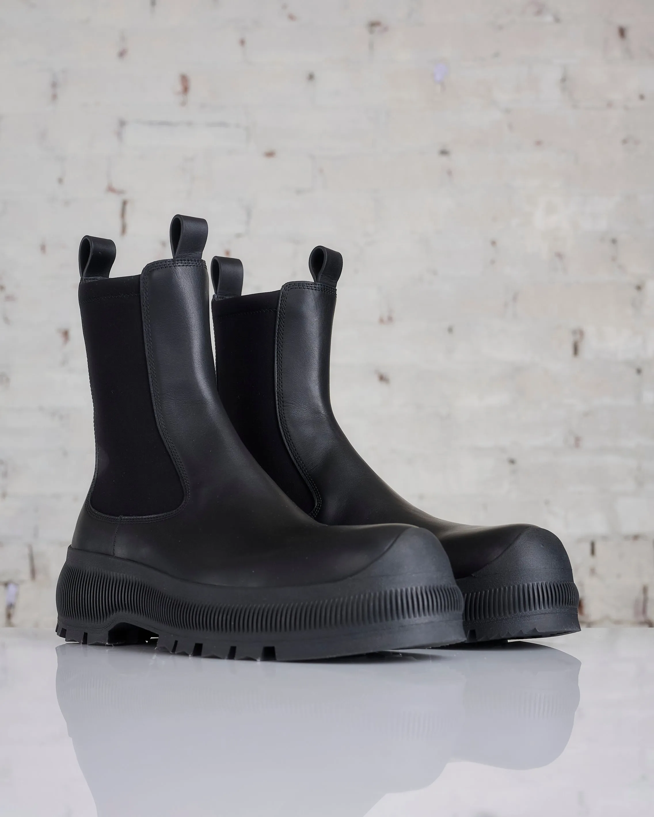 Jil Sander  Vibram Sole Ankle Boot Black Black