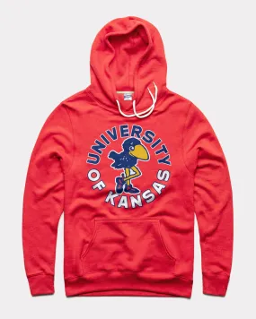 Kansas Jayhawks Circle Mascot Red Hoodie