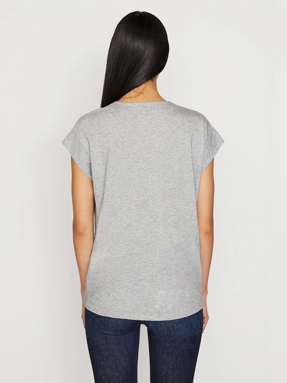 Le Mid Rise V Neck Tee -- Gris Heather