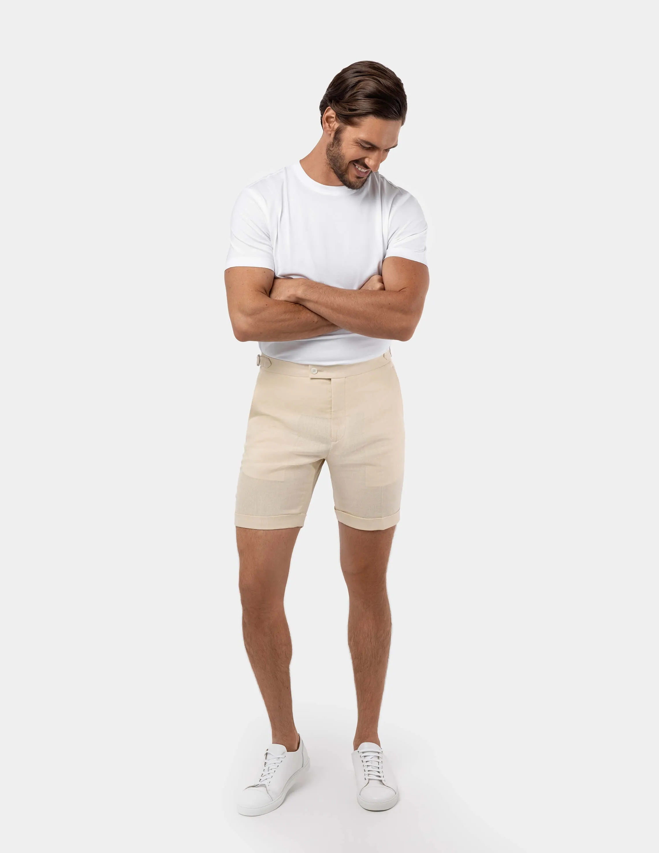 Light Sand Linen Shorts