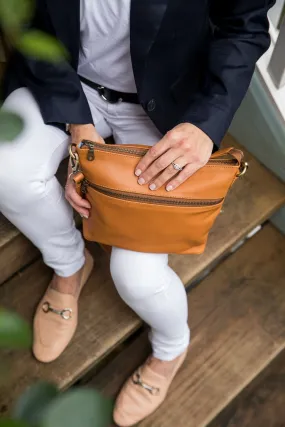 Mini Rome Caramel Leather Crossbody