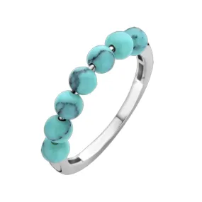 MODERN STERLING SILVER TURQUOISE BEAD FASHION RING