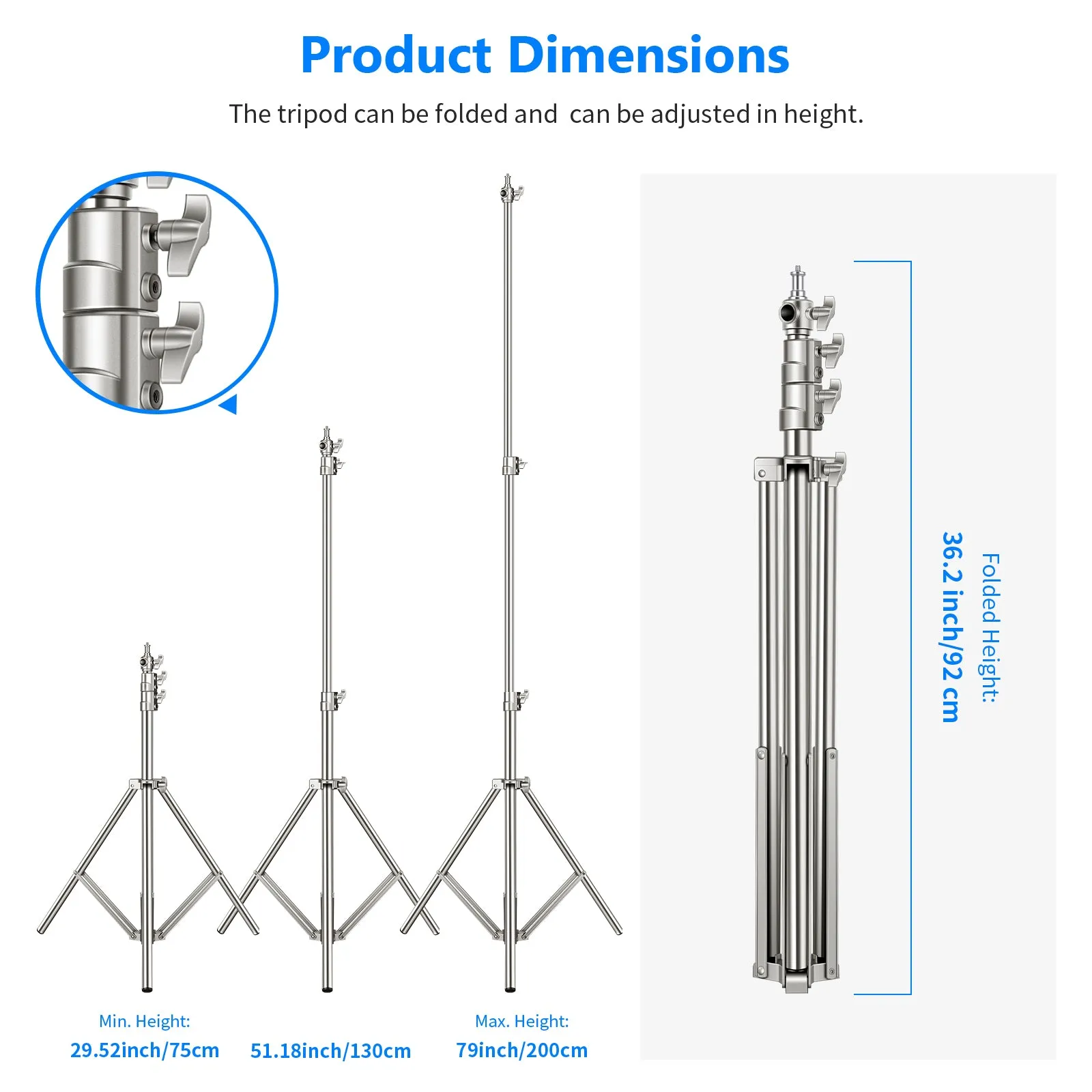 NEEWER 200cm Stainless Steel Photography Light Stand