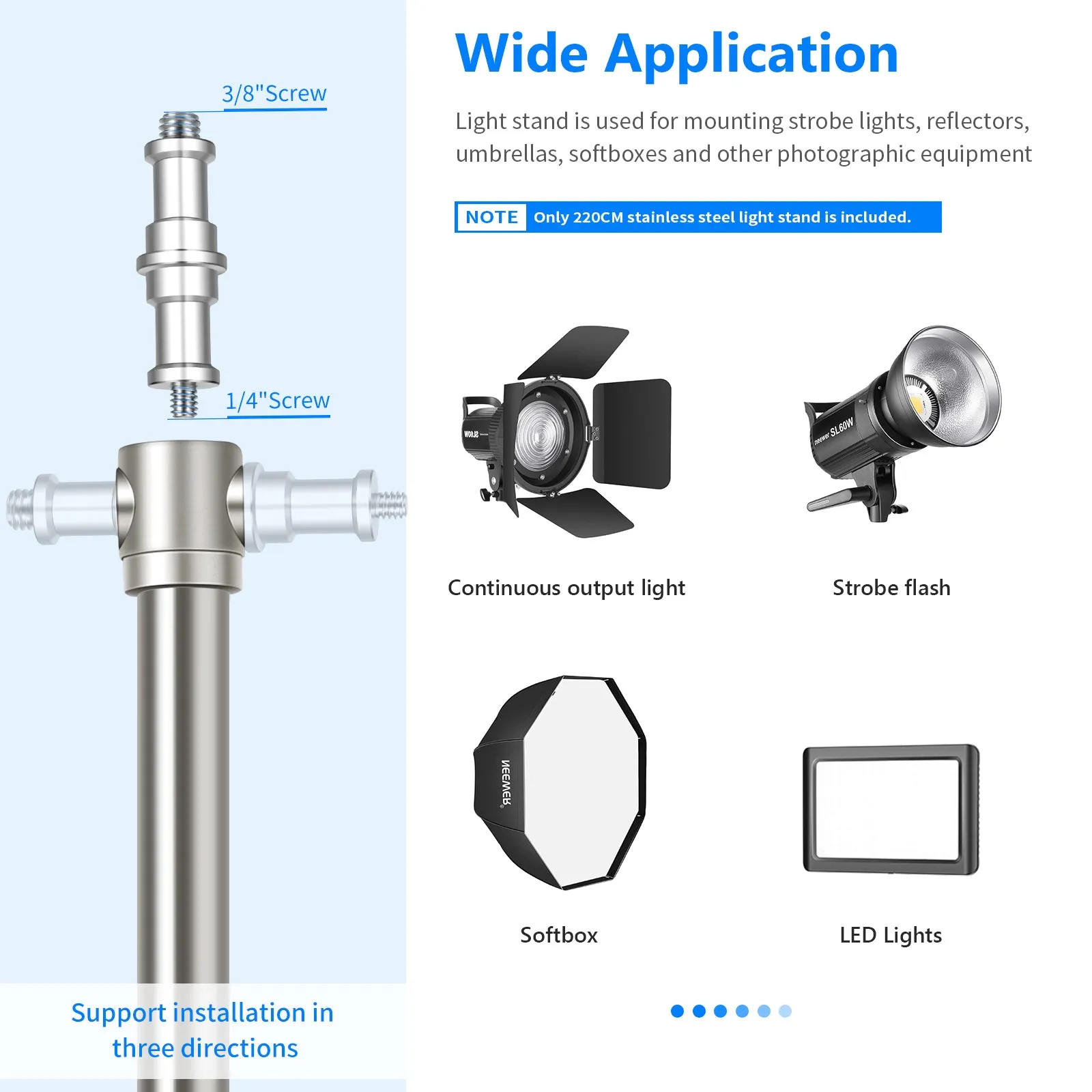 NEEWER 200cm Stainless Steel Photography Light Stand