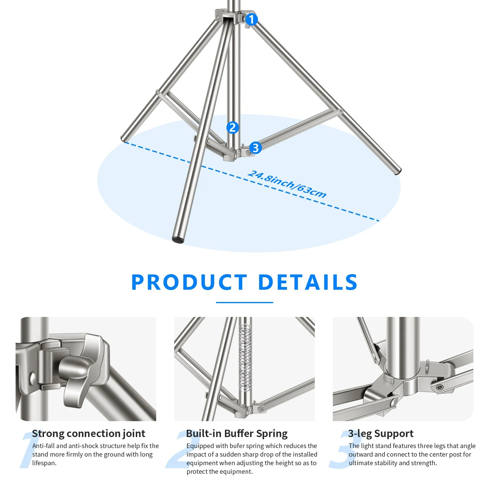 NEEWER 200cm Stainless Steel Photography Light Stand