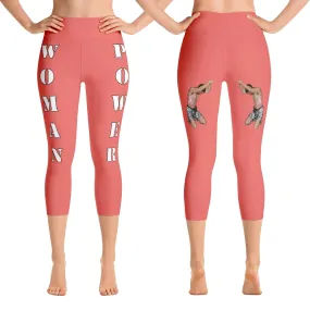 Our best viral leggings salmon woman power white letters