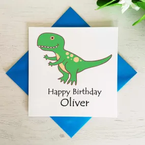 Personalised T-Rex Greetings Card