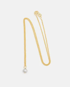 Pom-pom Pendant in Yellow Gold with Grey Pearl