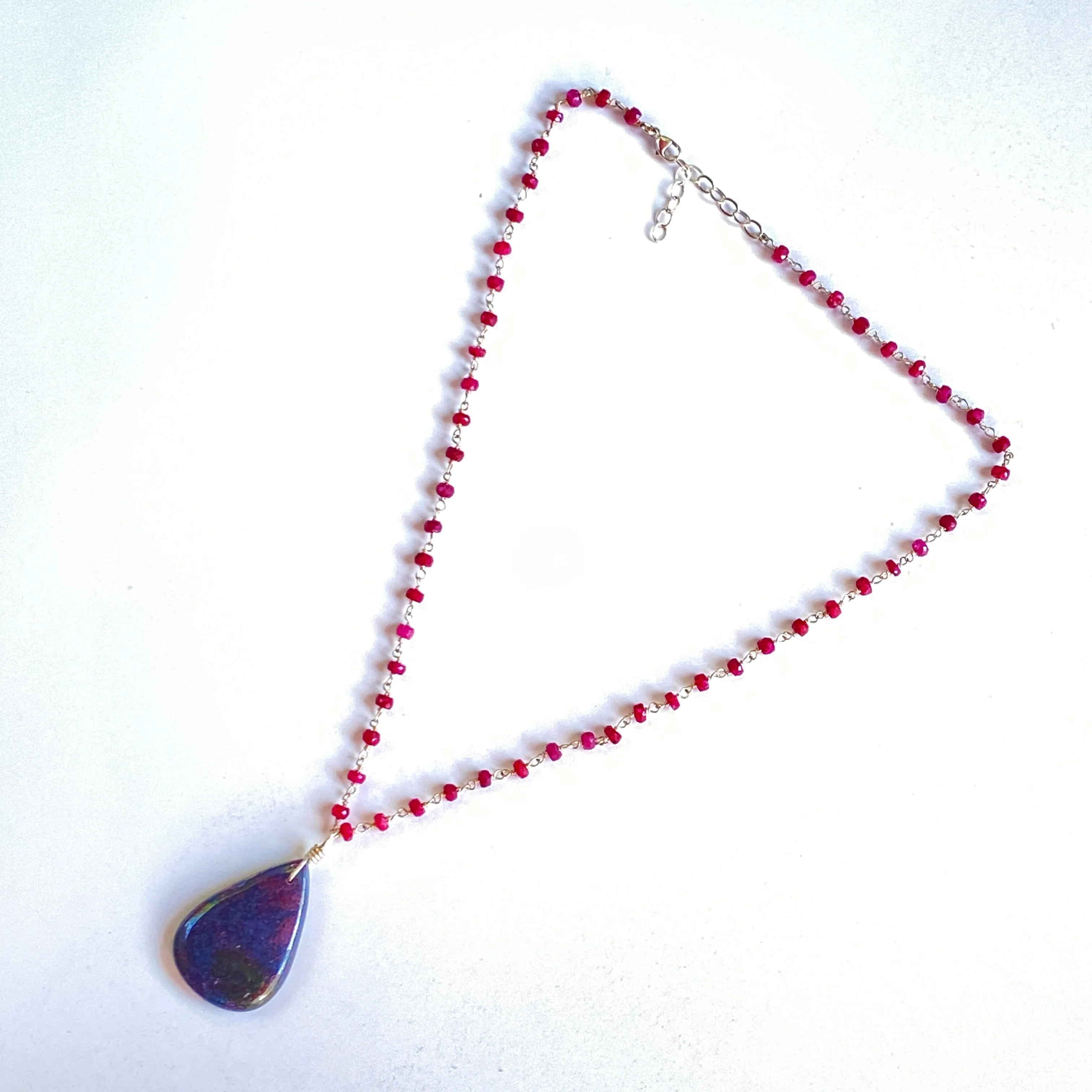 Ruby in Kyanite Pendant silver chain Necklace