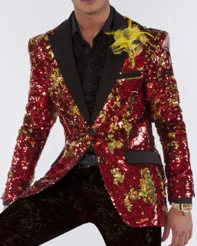 Sequin Blazers - Sequin Red/Gold - Prom - Tuxedo - Wedding