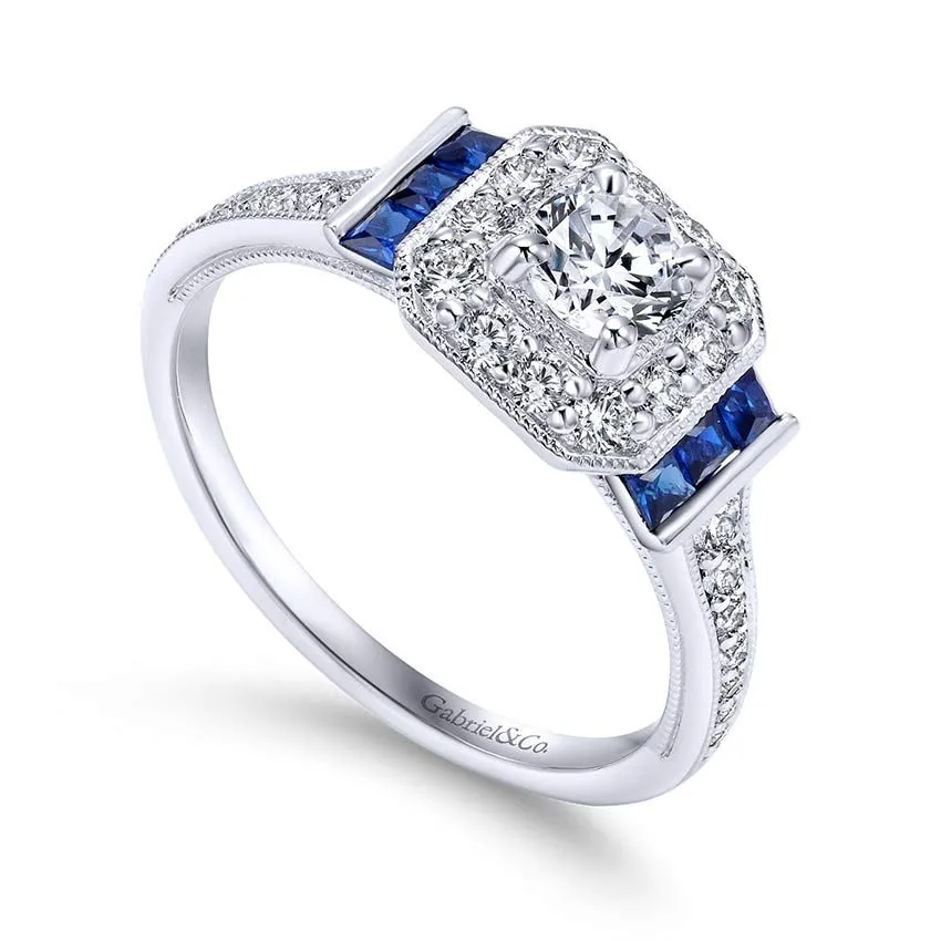 Sylvia Engagement Ring Setting with Sapphires