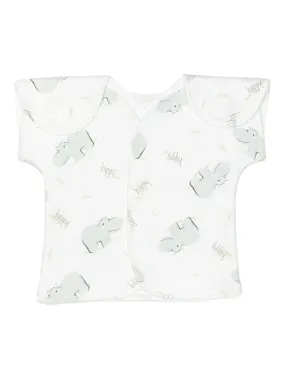 Wrap-over premature baby top, hippos